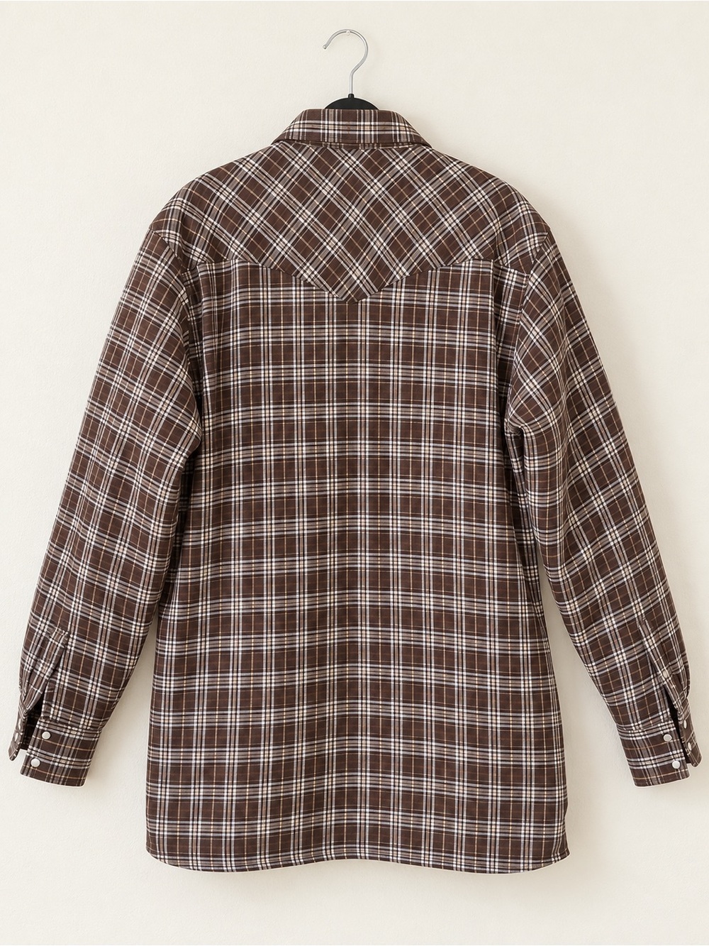 Wrangler Brown Plaid Quilted Lined Western Shirt Jacket Men’s XL Pearl Snap - Picture 2 of 5